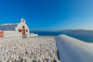 Greece Santorini island in Cyclades, traditional white washed vi © korpithas