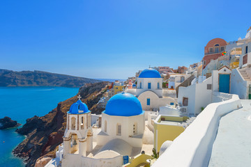 Greece Santorini island in Cyclades, traditional white washed vi © korpithas