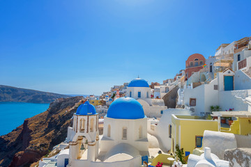 Greece Santorini island in Cyclades, traditional white washed vi © korpithas