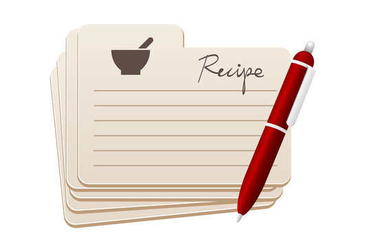 recipe card with red pen
