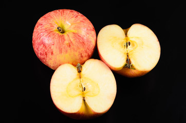 Apples on a black background