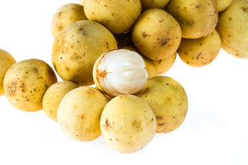 isolated Lansium domesticum  fruit