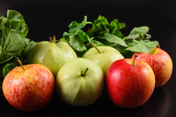 Guava and Asiatic on black background