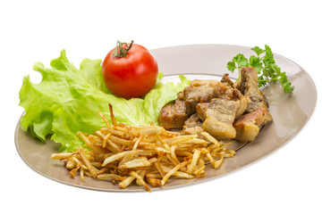 Fried potato with pork edge
