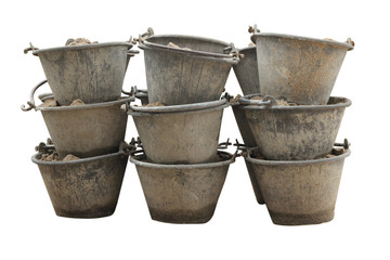 Sand in bucket for cement mixing isolated © banco_b