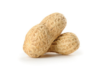 Peanuts on white background