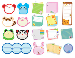 Collection of various note papers, Vector illustration template