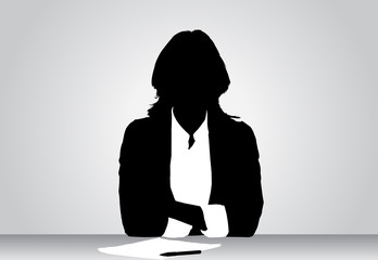 Vector image of a businesswoman working. AI CS.