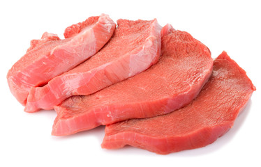 slices of raw beef