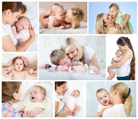 Collage mother's day concept. Loving moms with babies. © Oksana Kuzmina