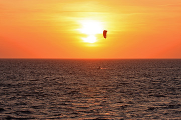kitesurfer at sunset
