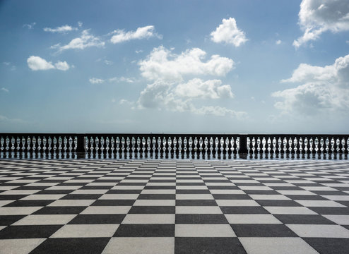 Checkered Floor In City Square