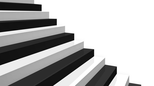 close-up black and white white glossy stairs
