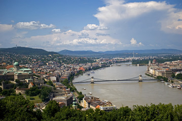 Fototapeta premium The city seen from Gellert Hill, Budapest, Hungary