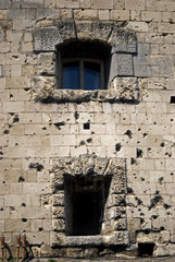 Bullet tracks on the Citadel wall, Budapest, Hungary