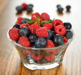 Raspberries and blueberries