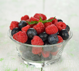 Raspberries and blueberries