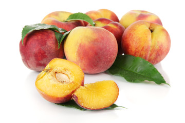 Peaches isolated on white