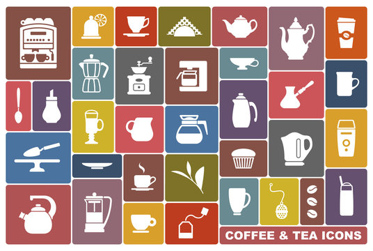 Icons of tea and coffee