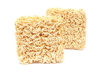 dried Instant noodles on a white background