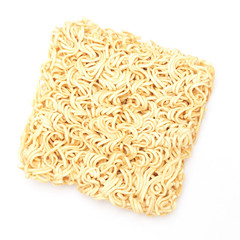 dried Instant noodles on a white background