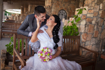 Beautiful bride and groom at wedding day