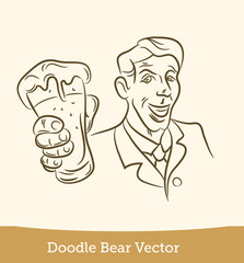 doodle man with a beer