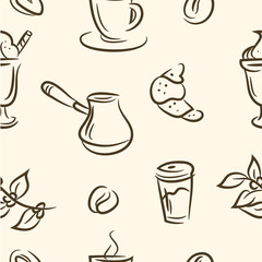Obraz premium doodle coffee set .Seamless pattern
