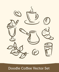 Obraz premium doodle coffee set