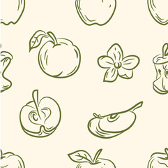 doodle apple set .Seamless pattern