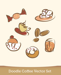 coffee doodle vector set