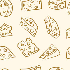 seamless pattern. doodle cheese set