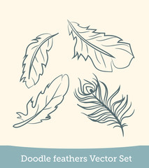 doodle feather set