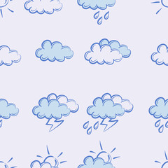 seamless pattern.weather doodle set