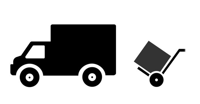Camion et un chariot de livraison