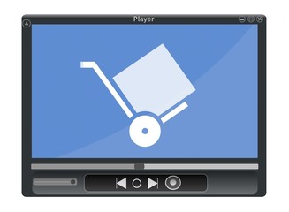 Diable, chariot de livraison dans un lecteur vidéo