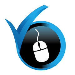 souris sur bouton validé bleu