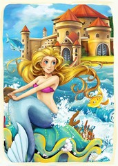 Obraz na płótnie Canvas The mermaid- castles - knights and fairies