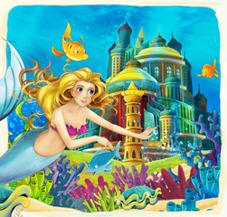 Fototapeta na wymiar The mermaid- castles - knights and fairies