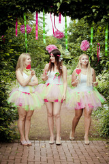 happy young and attractive girlfriends.