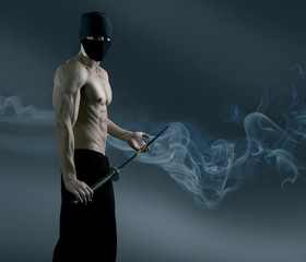 Ninja pull out the katana sword