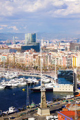 Fototapeta premium Aerial view of old part of Barcelona