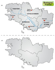 Landkarte der Bretagne mit Departements