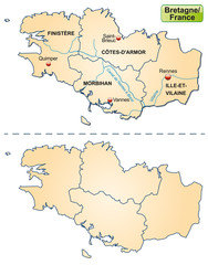 Landkarte der Bretagne mit Departements