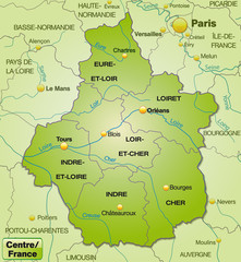 Obraz premium Karte der Region Centre mit Departements