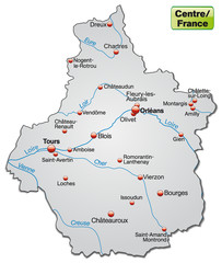 Inselkarte der Region Centre in Frankreich