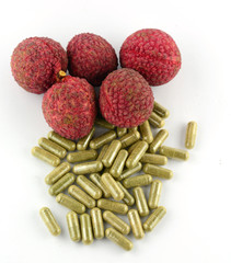 fruits capsules on white background