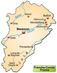 Inselkarte der Region France-Comté in Frankreich