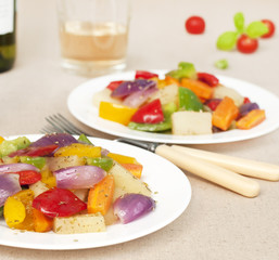 wine and vegetables