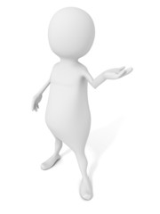 white 3d man gesture showing presentation hand